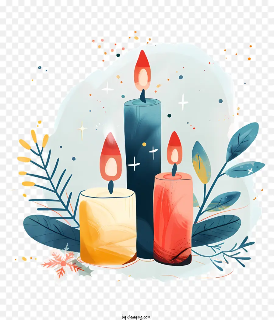 Velas De Navidad，Las Velas Encendidas PNG