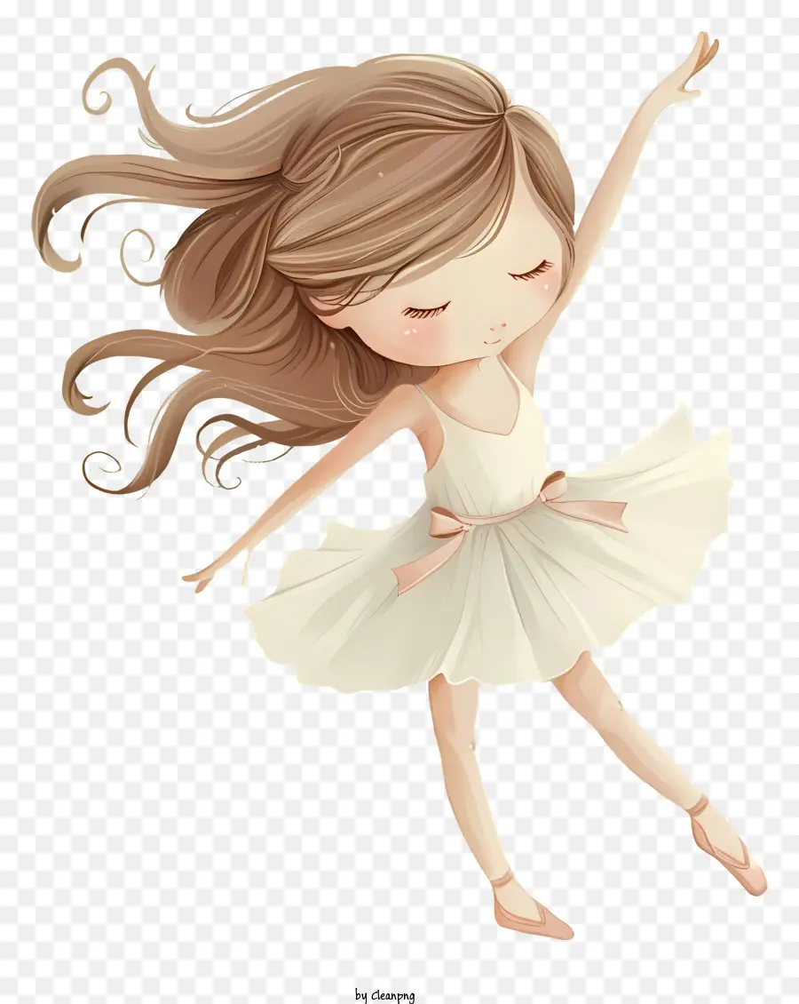 Niña Bailando Ballet，Vestido Blanco PNG