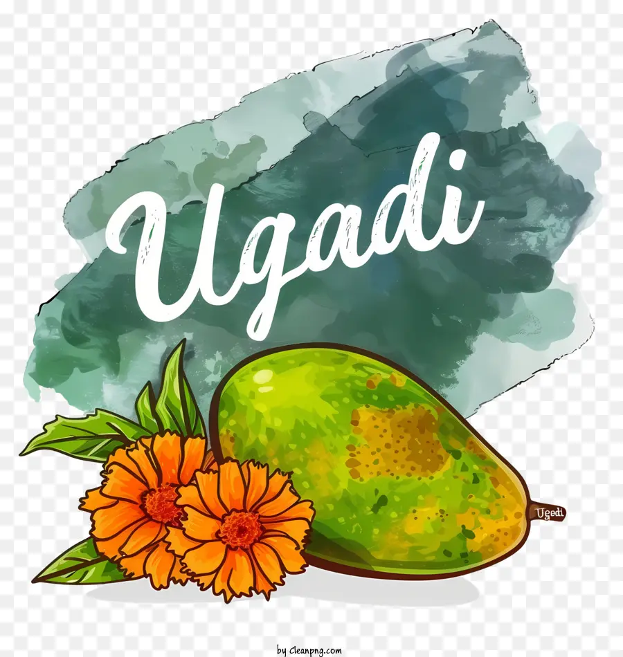 Feliz Ugadi，Mango Y Flores Ugadi PNG