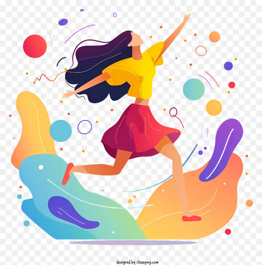 Mujer Bailando，Los Colores Brillantes PNG