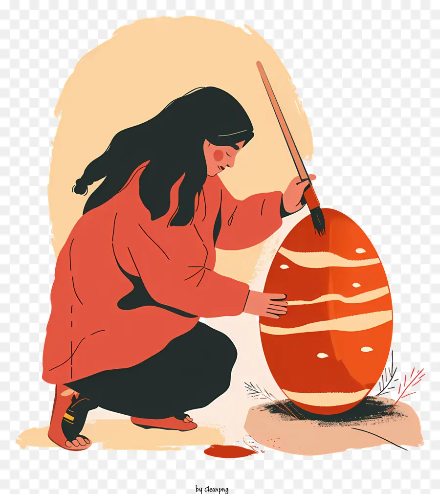 Niña Pintando Huevo De Pascua，Pintar Huevo PNG