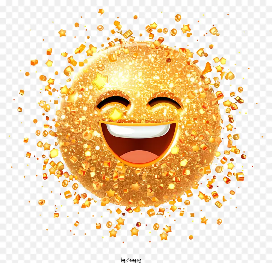 Brillar，Emoji Feliz Con Confeti PNG