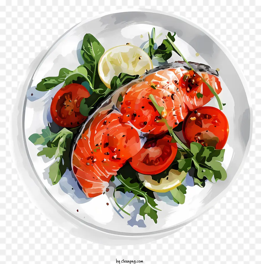 Ensalada De Tomate，Salmón PNG