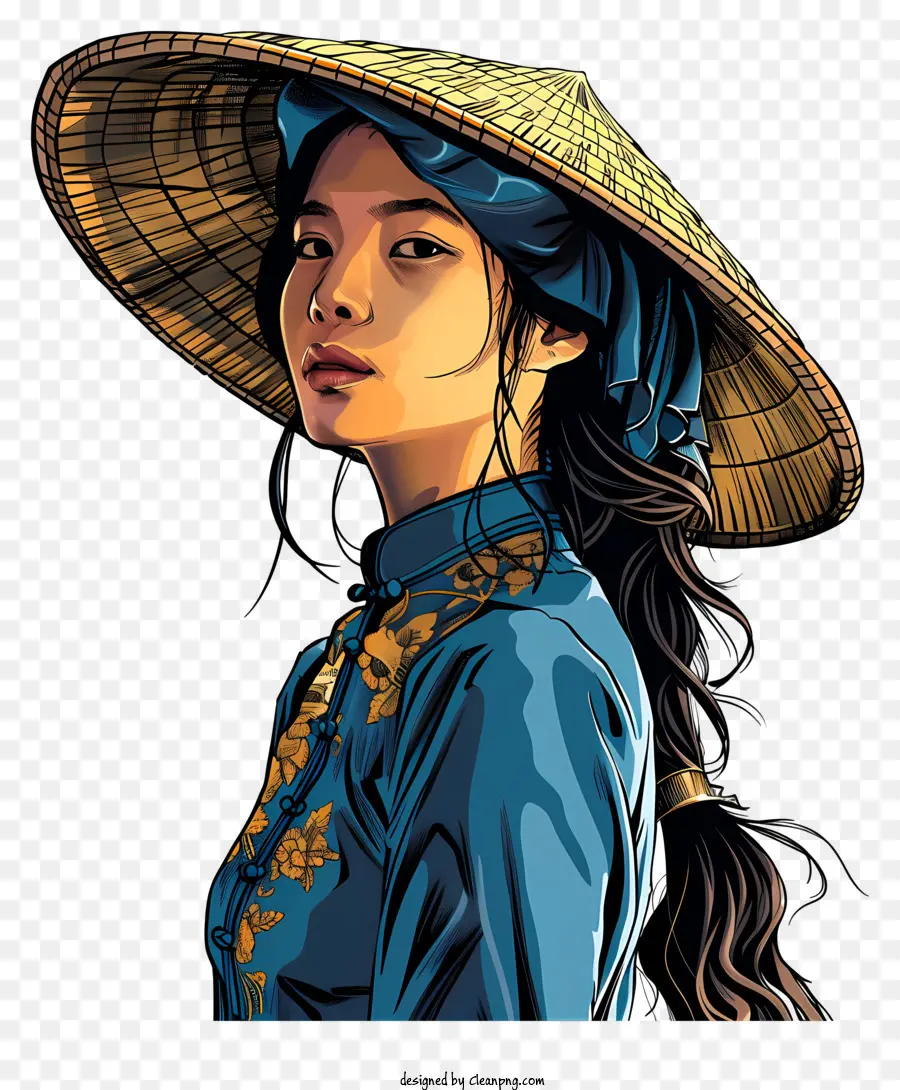 Niña De Vietnam，Cabello Largo Y Oscuro PNG