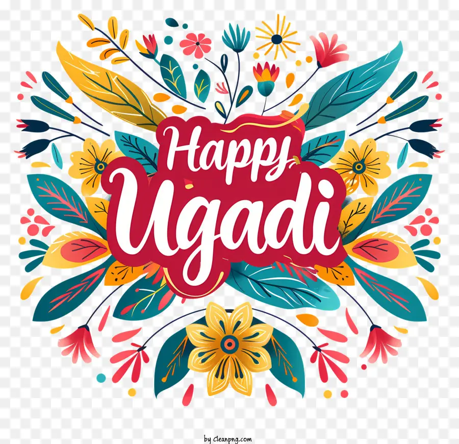 Feliz Ugadi，Patrones Florales PNG