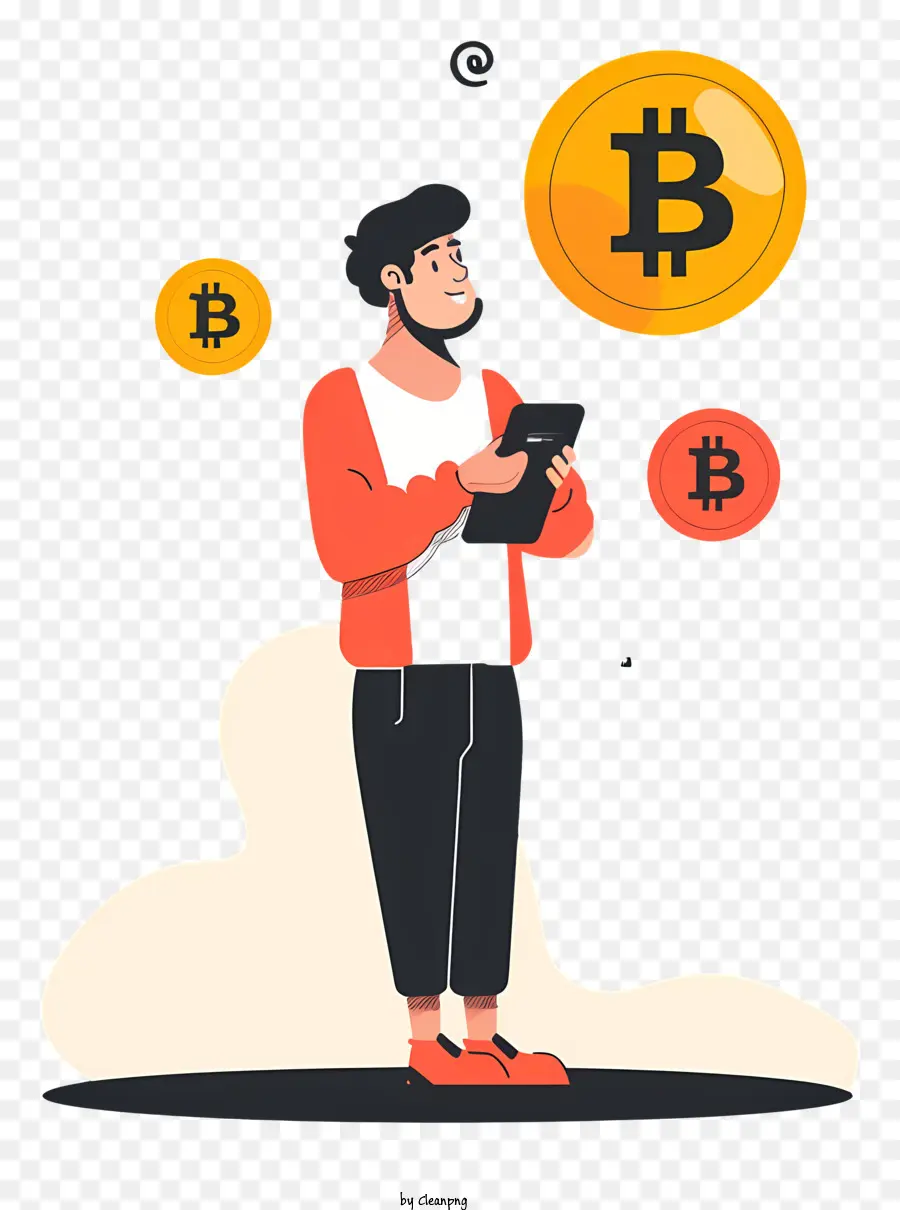 Hombre Usando Bitcoin，Servicios Financieros PNG