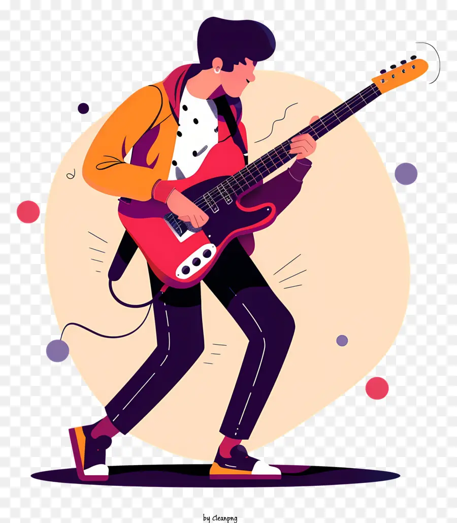 Músico Tocando La Guitarra，Personaje De Dibujos Animados PNG