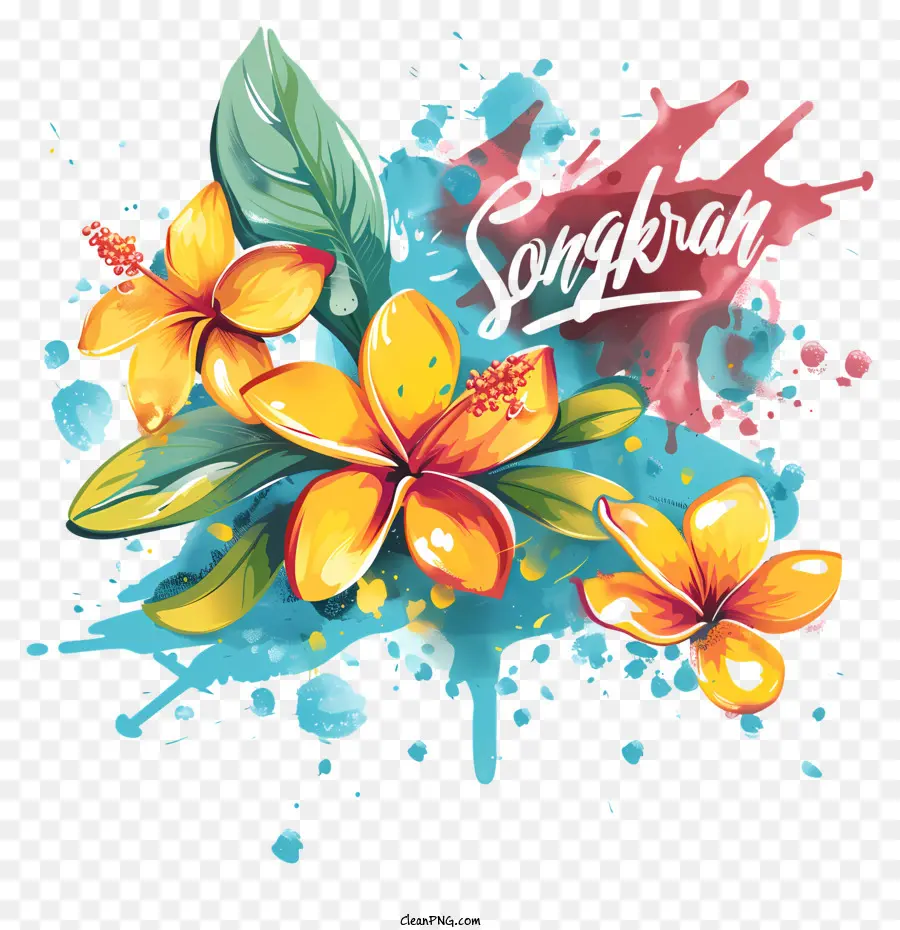 Songkran，Pintura A La Acuarela PNG