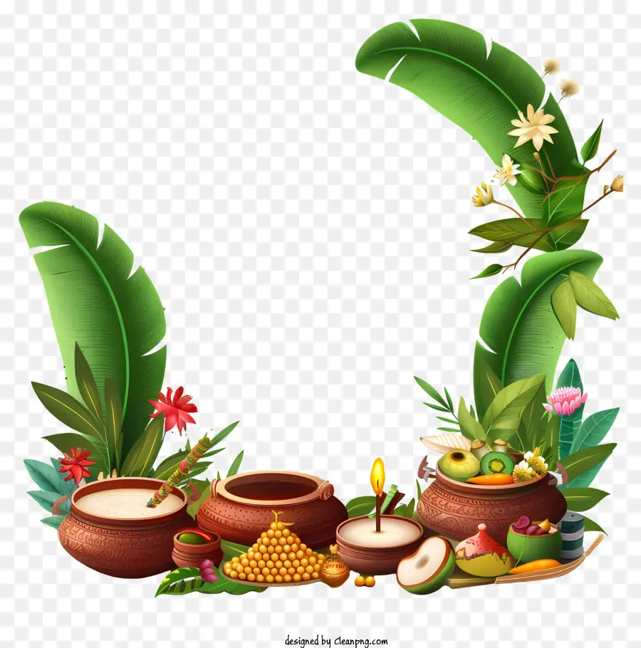 Feliz Ugadi，Floral Corona PNG