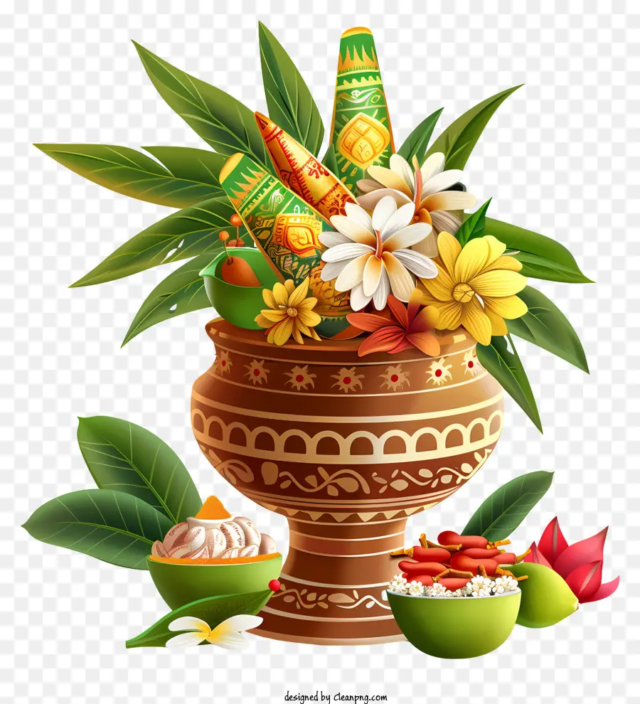 Feliz Ugadi，Maceta Decorativa PNG