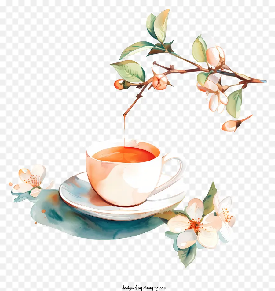 Tiempo De Café De Primavera，Flores PNG
