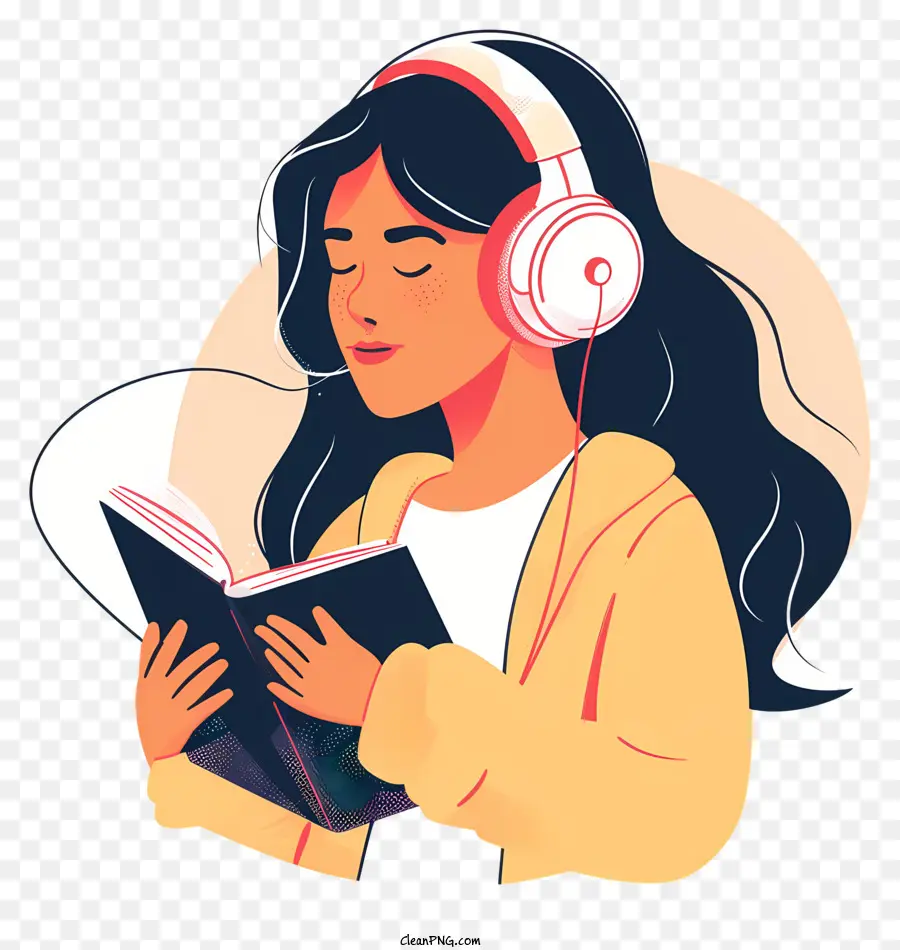 Mujer Escuchando Audiolibro，Mujer PNG