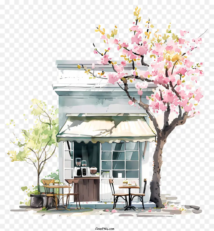 Cafetería De Primavera，Cafetería Acogedora PNG