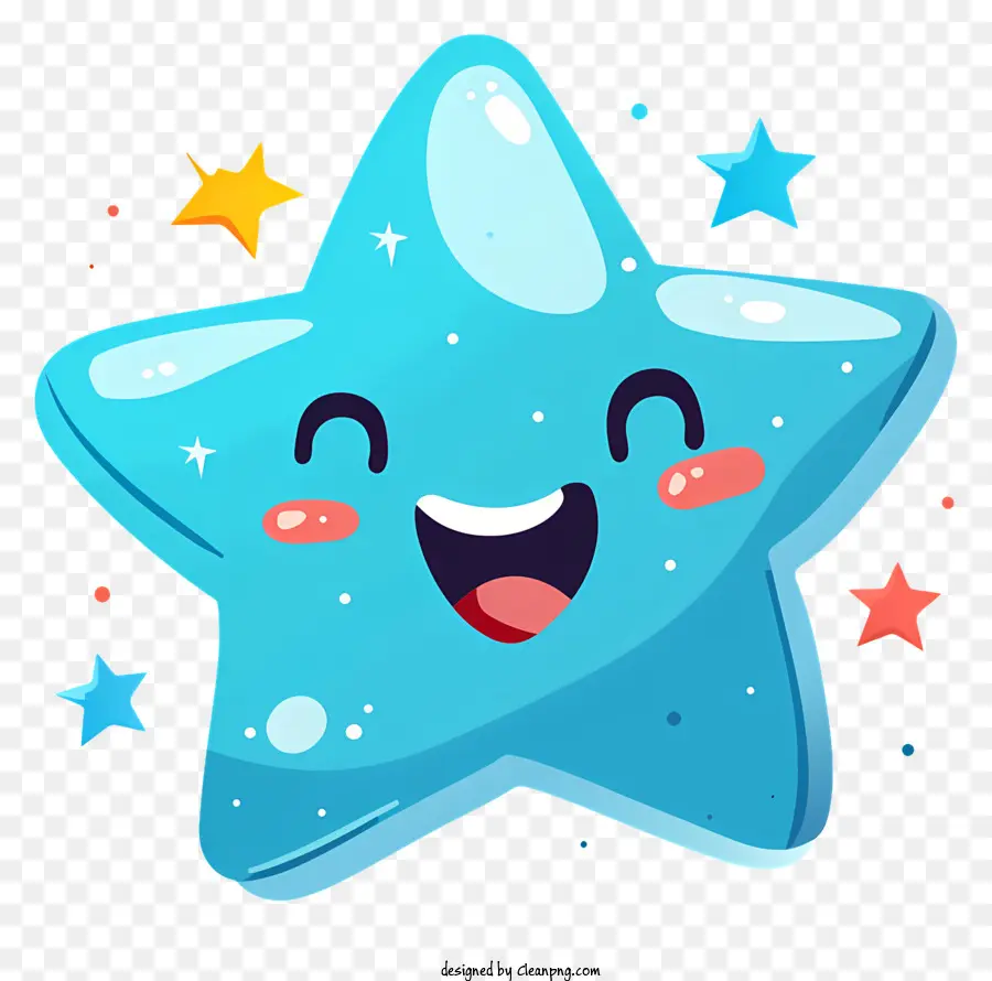 Estrella Sonriente Azul，De Dibujos Animados De Estrellas PNG