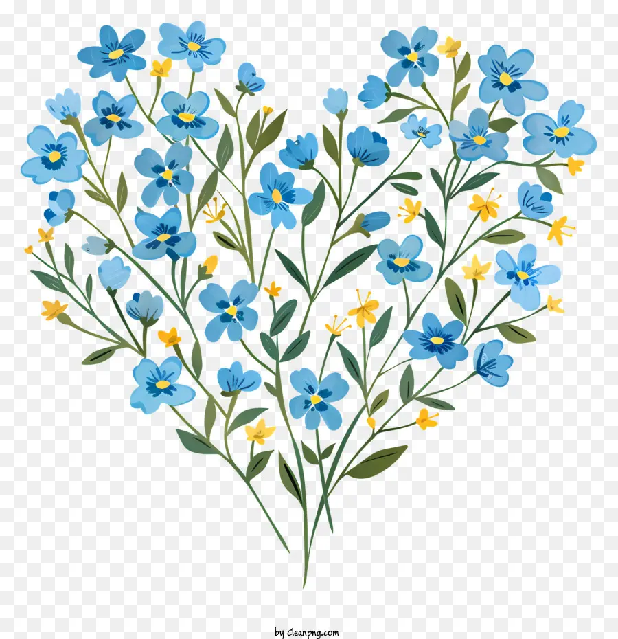 Corazón Floral Azul，No Me Olvides De Las Flores PNG