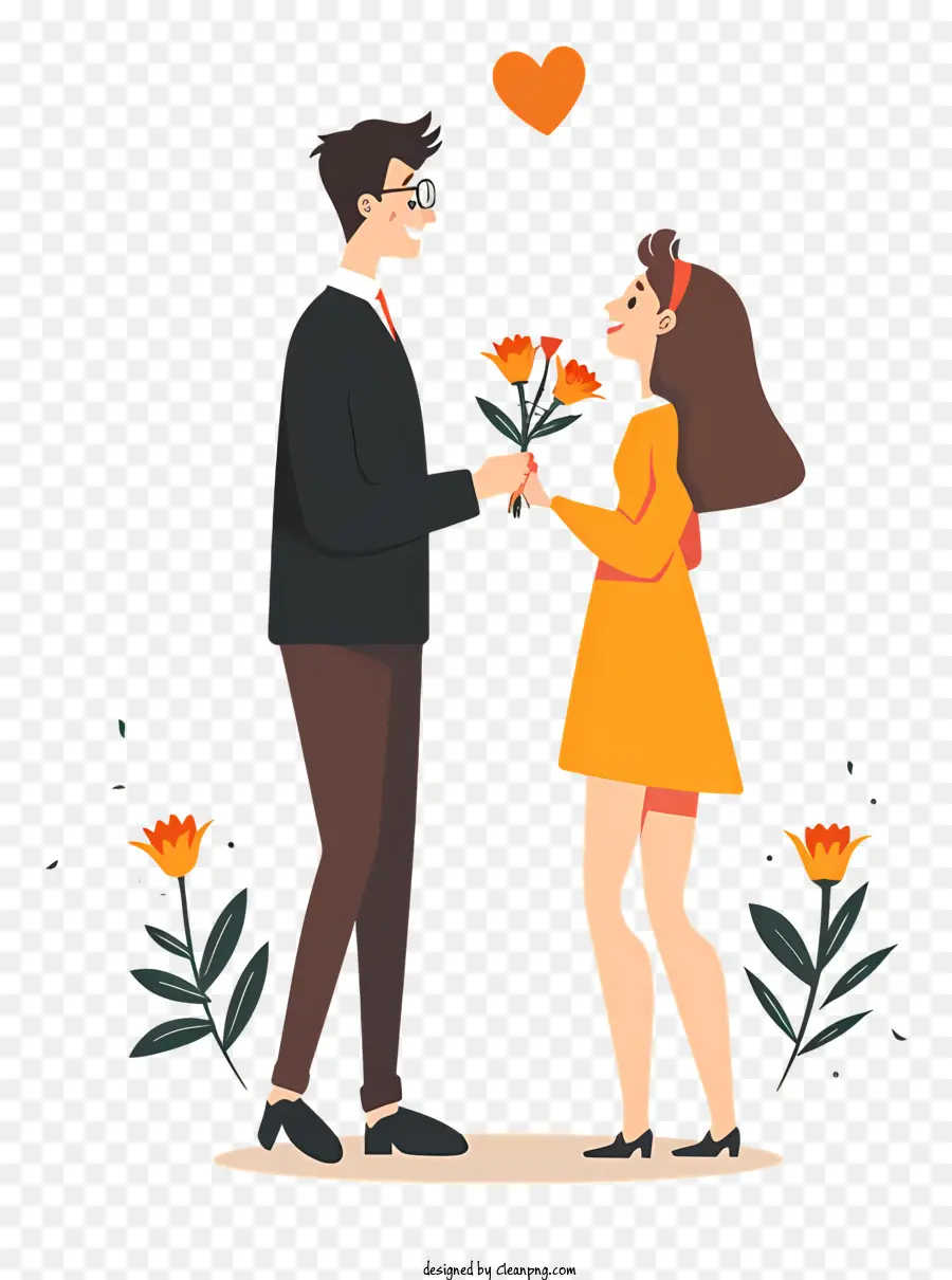 Los Novios，Pareja Con Flores PNG