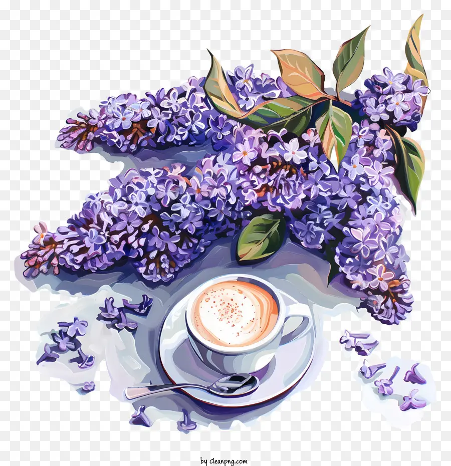 Tiempo De Café De Primavera，Flores PNG