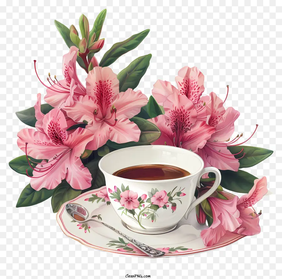 Tiempo De Café De Primavera，Flores PNG