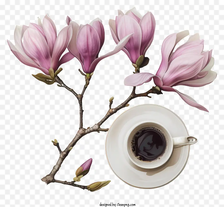 Tiempo De Café De Primavera，Flores PNG