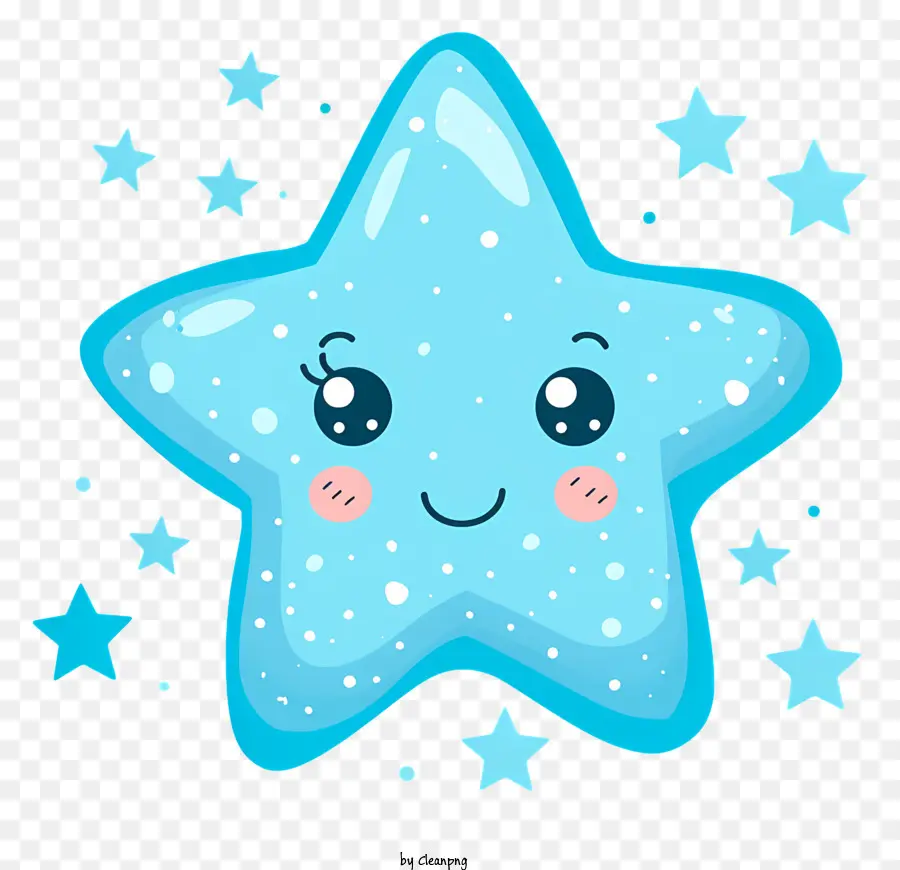 Estrella Sonriente Azul，Linda Estrella PNG