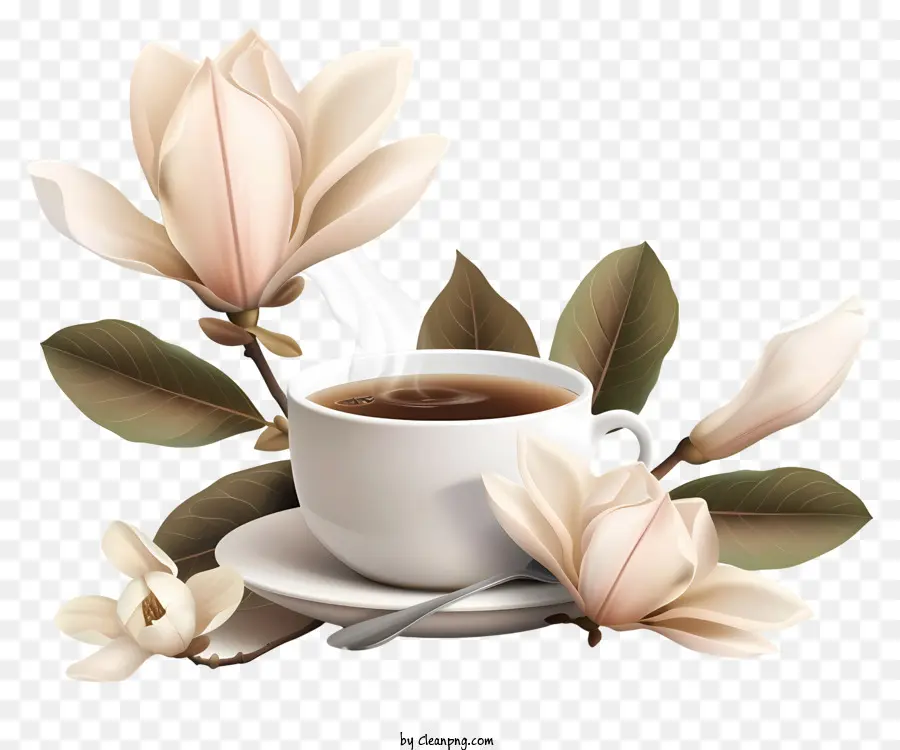 Tiempo De Café De Primavera，Flores PNG