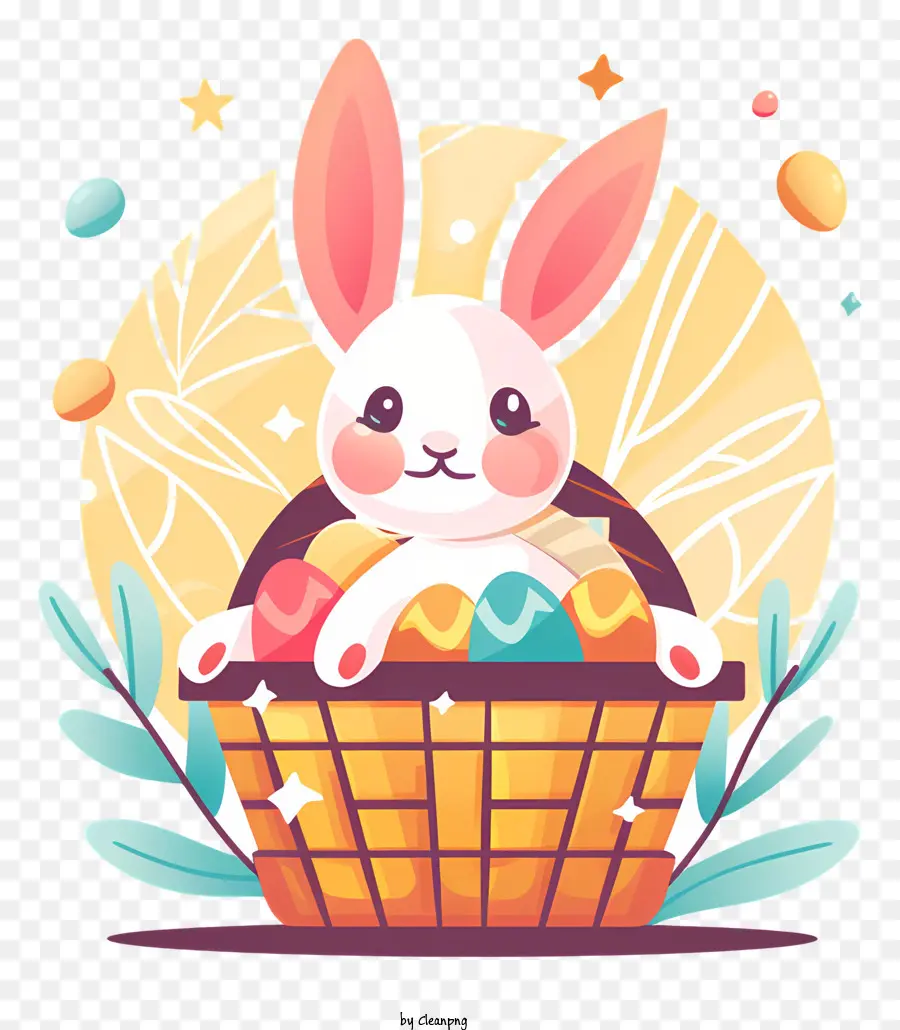 Conejito De Pascua En La Canasta，Conejito De Pascua PNG