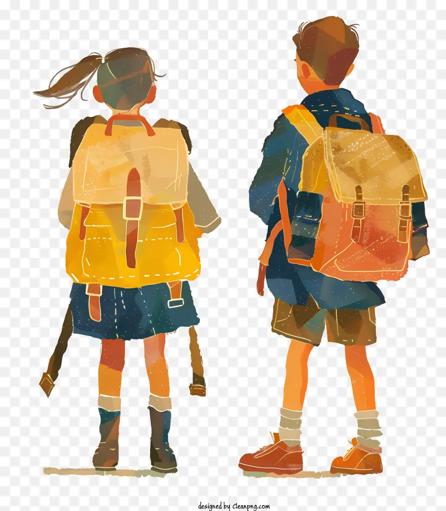 Estudiantes Con Mochila，Niños Con Mochilas PNG