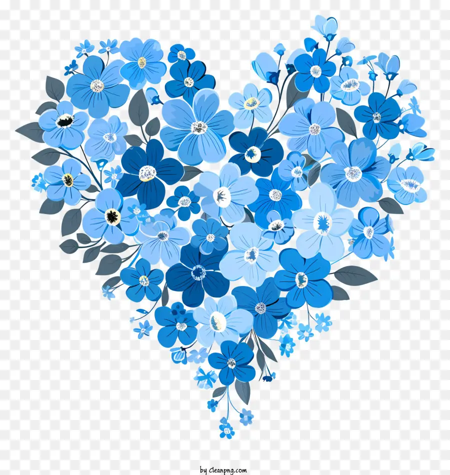 Corazón Floral Azul，Flores De Color Azul PNG