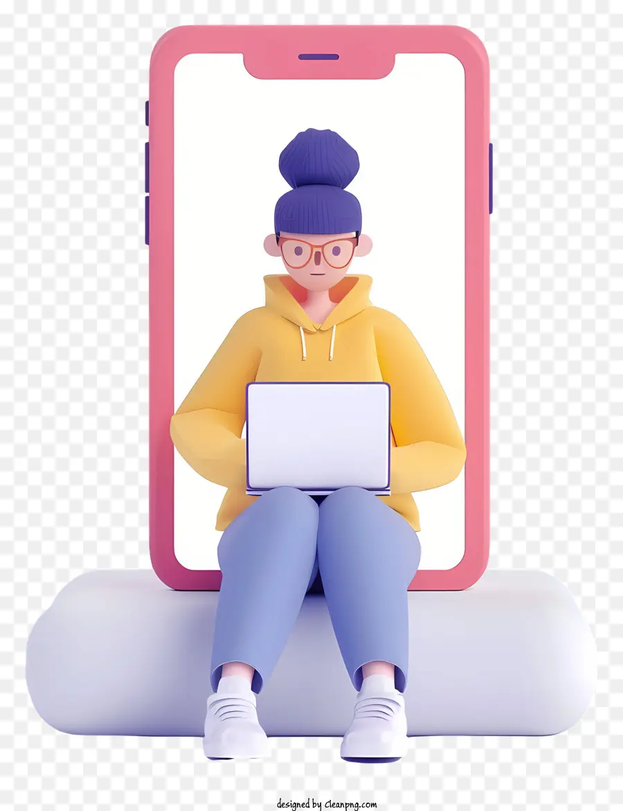 Mujer 3d Con Computadora Portátil，Portátil PNG