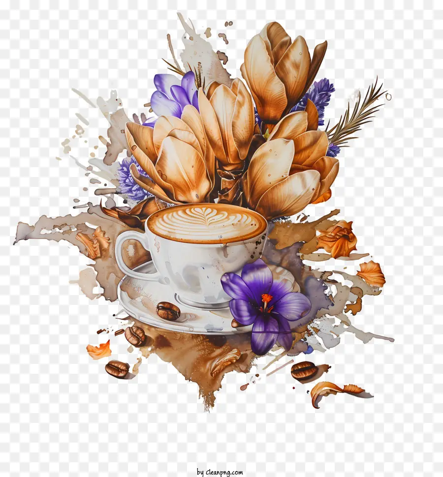 Tiempo De Café De Primavera，Flores PNG