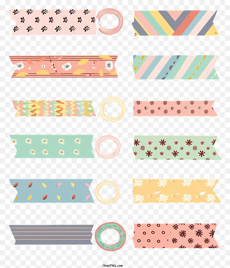 Washi Tape，Pegatinas Florales PNG