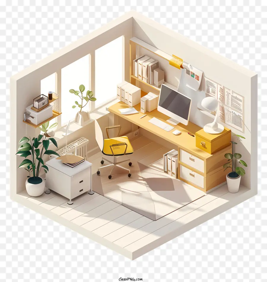 Escritorio De Oficina，Habitación Acogedora PNG