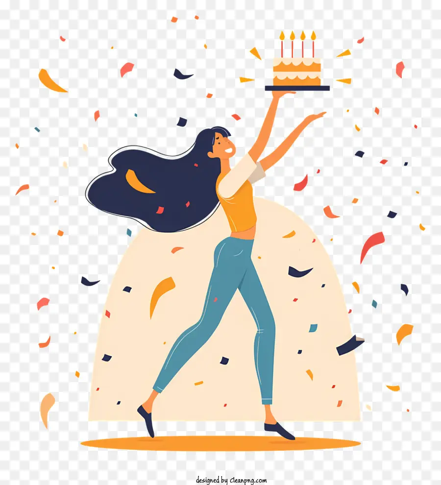 Mujer Celebrando El Cumpleaños，Pastel De Cumpleaños PNG