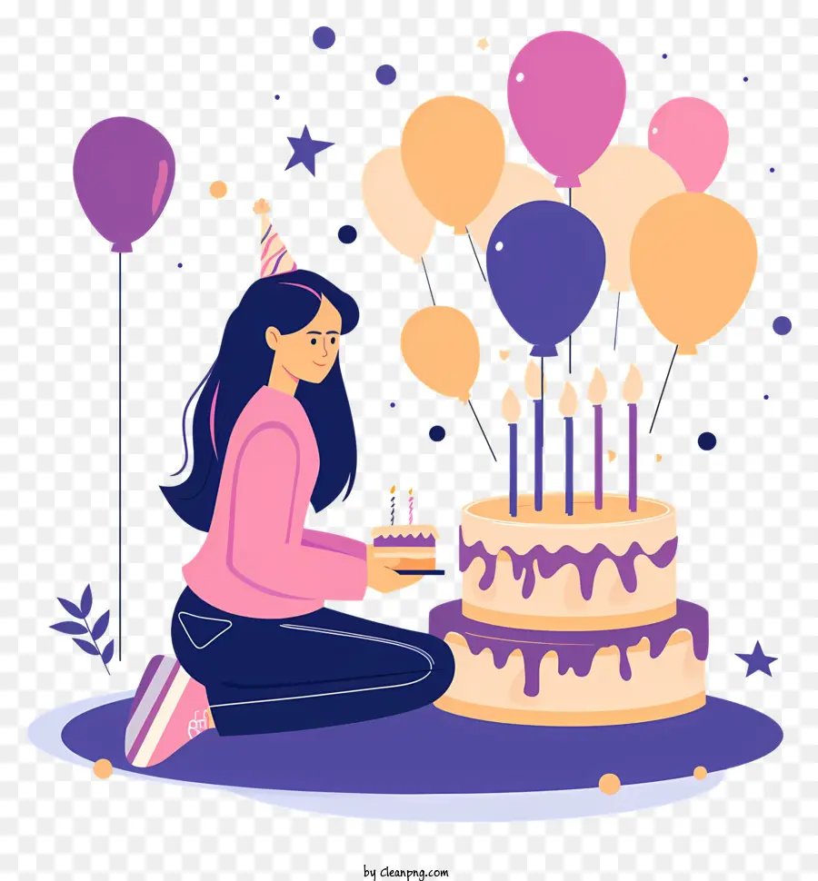 Chica Con Pastel De Cumpleaños，Chica PNG