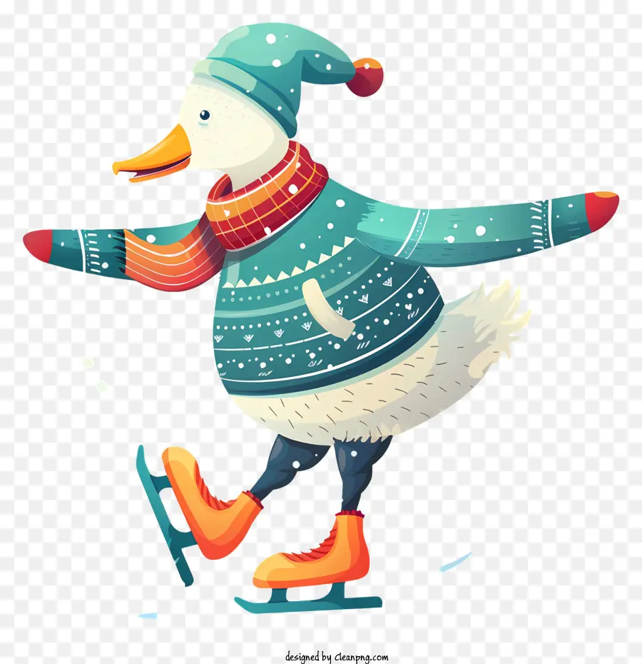 Patinaje Sobre Hielo De Ganso，Dibujos Animados De Pato PNG