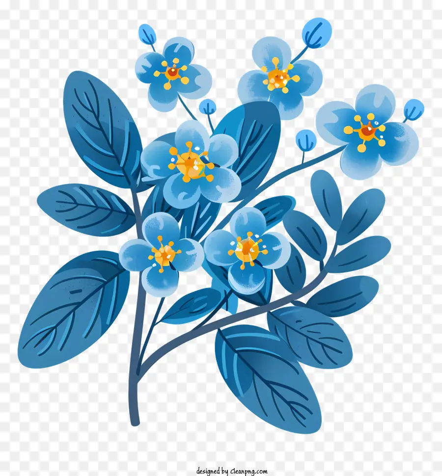 Nomeolvides Con Hojas，Flores Azules PNG