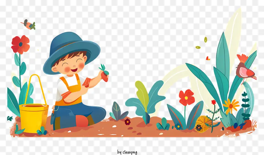 Día De Jardinería，Niño PNG