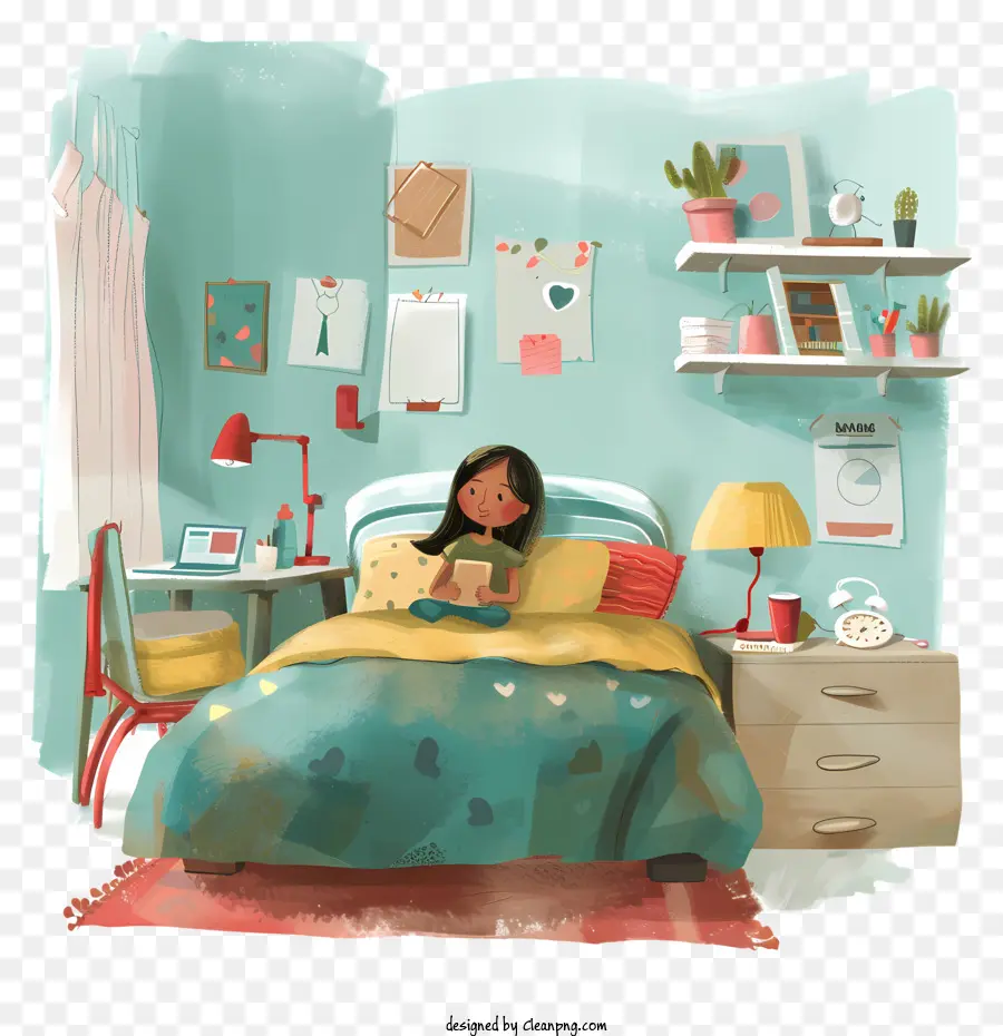 Dormitorio，Chica En El Dormitorio PNG