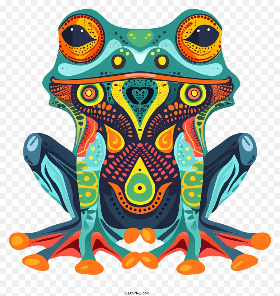 Cartoon Frog，Rana Psicodélica PNG