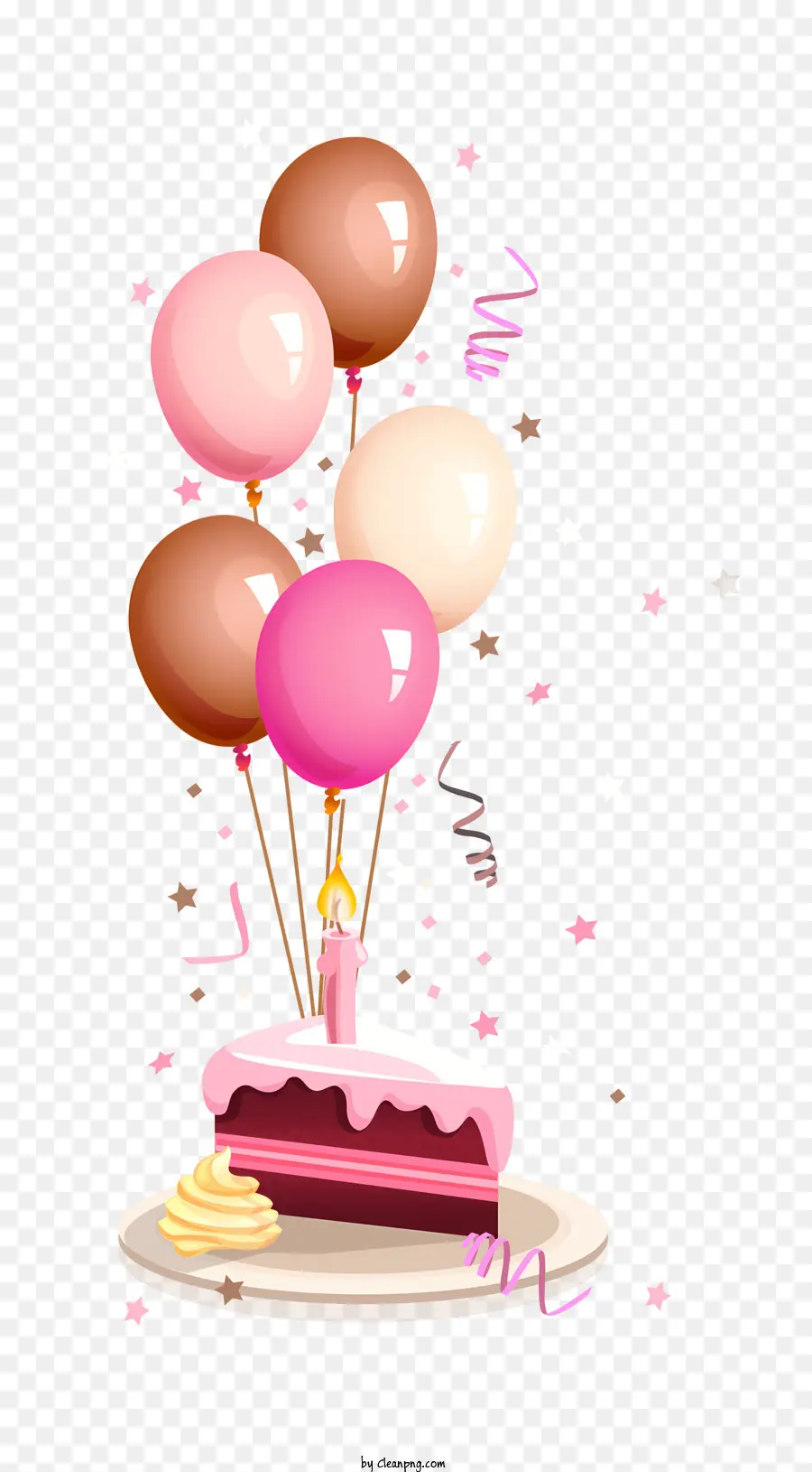 Feliz Cumpleaños，Pastel De Cumpleaños Y Globos PNG