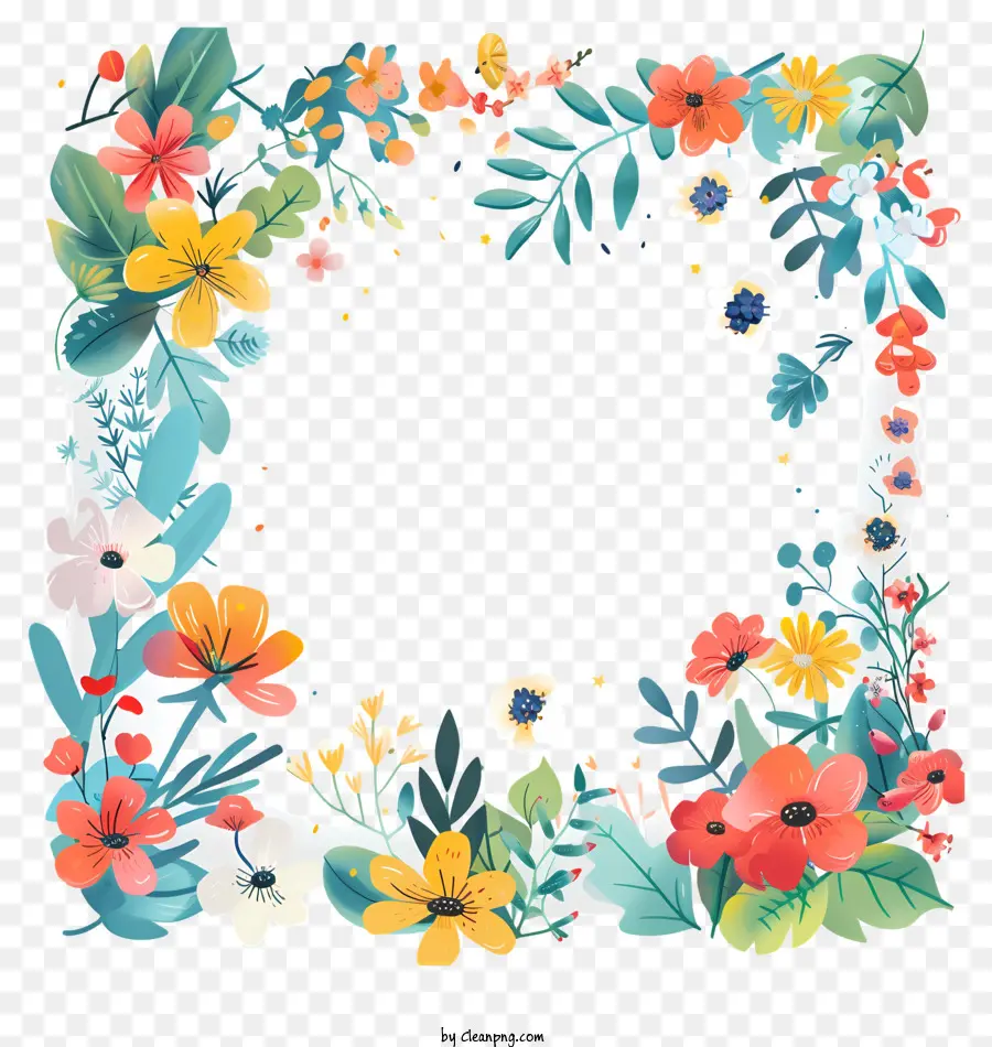 Borde Del Rectángulo De Flores，Flor De Marco PNG