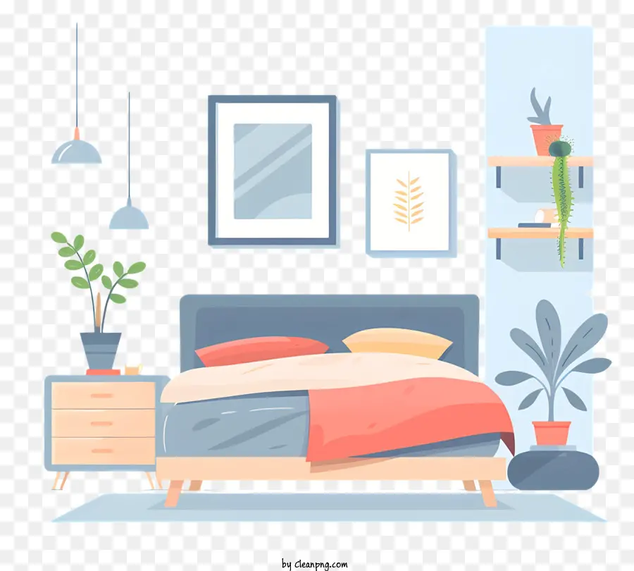 La Cama De La Habitación，Dormitorio Con Cama PNG