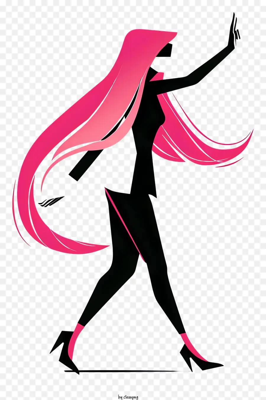 Mujer Caminando，Mujer Con Cabello Rosado PNG