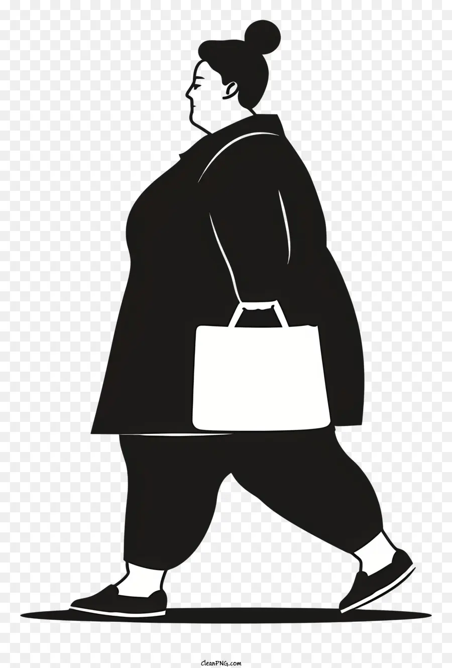 Mujer Caminando Con Bolso，Silueta PNG