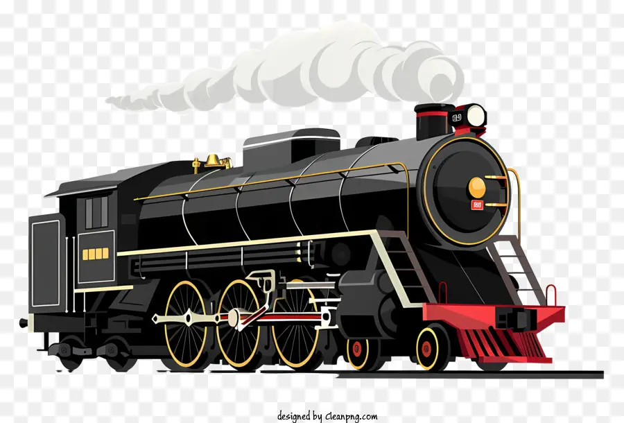 Locomotora De Vapor，Tren Negro Y Rojo PNG