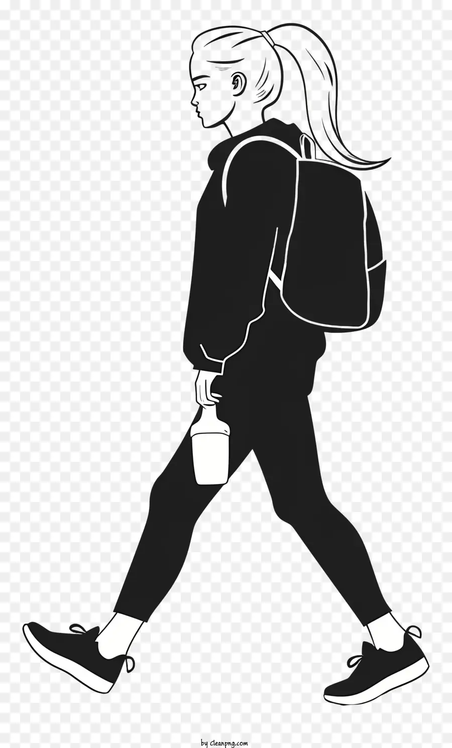 Chica Caminando Con Mochila，Mujer PNG