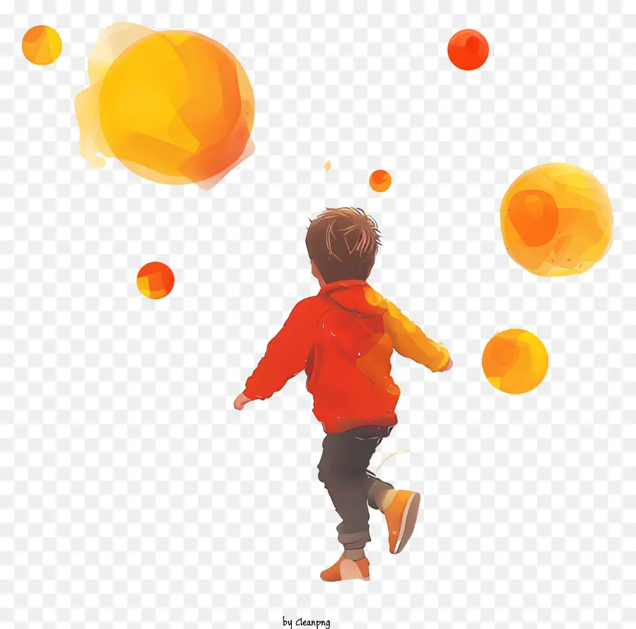 Niño Corriendo，Pintura A La Acuarela PNG