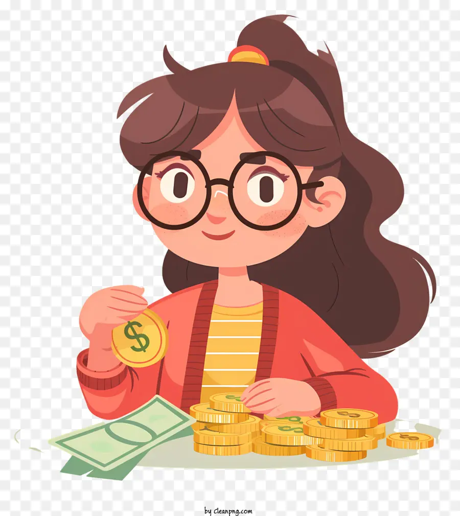 Chica Contando Dinero，La Historieta PNG