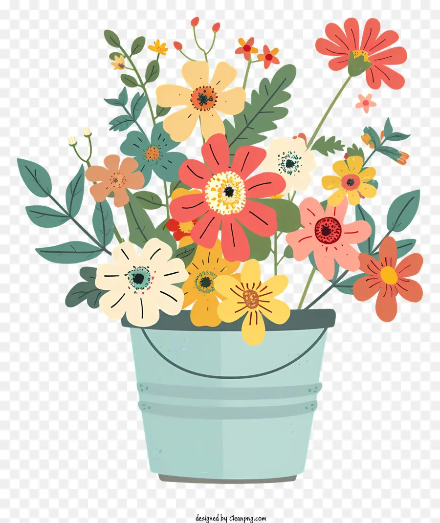 Flores En Un Balde，Arreglo De Flores PNG