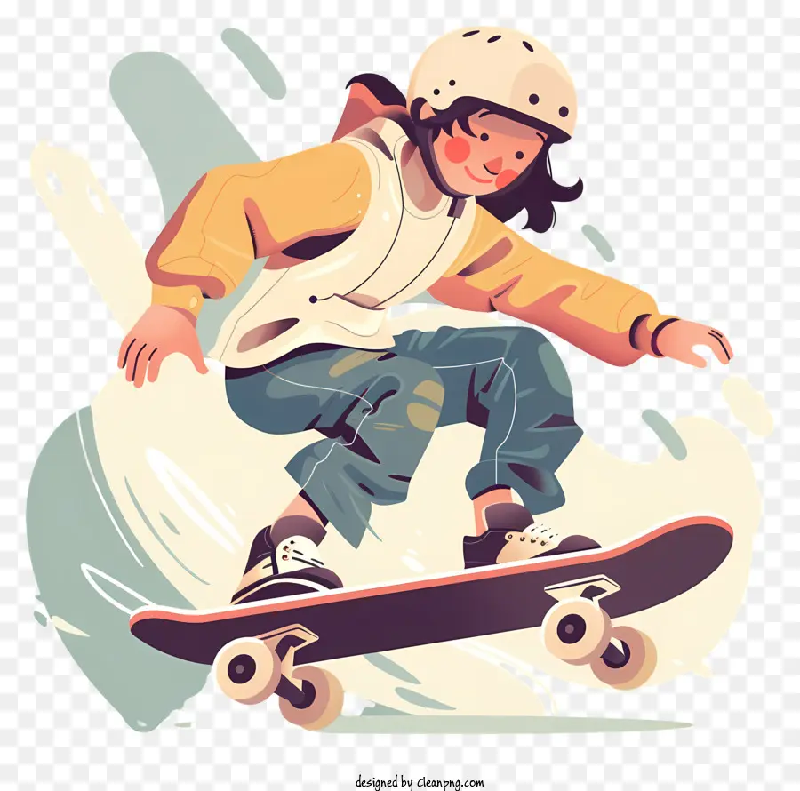 Adolescente Montando Patineta，Personaje De Dibujos Animados PNG